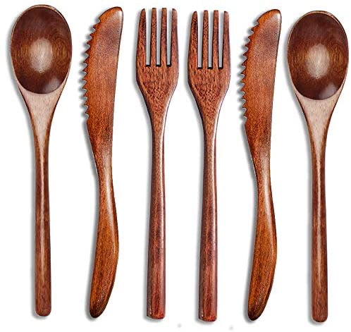 Wooden spoon fork and kitchen cutlery set