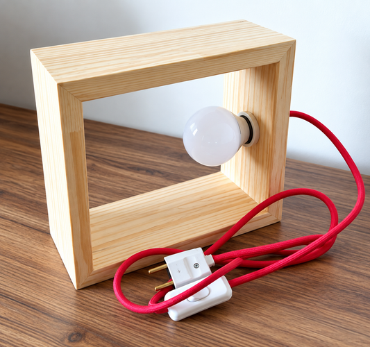 Aesthetic Wooden Frame Table Lamp – Minimalist Decorative Bedside & Desk Lamp