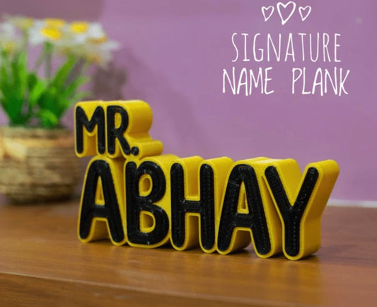 Personalized 3D Printed Signature Name Plank – Custom Name & Designation Decor
