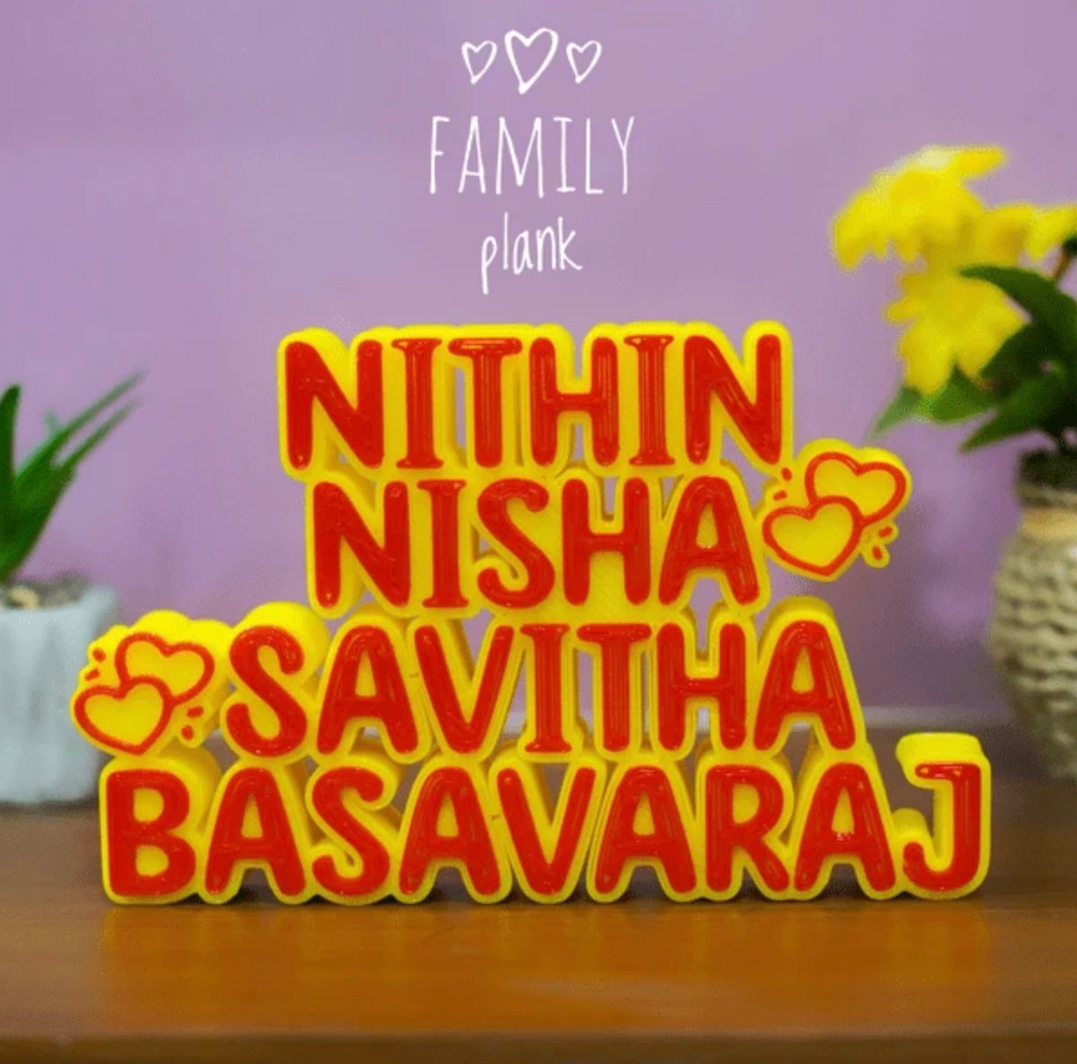 Personalized 3D Printed Family Name Plank – Custom Family Name Decor