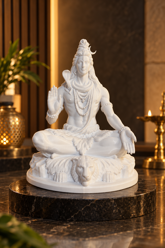 Black 3D printed Om Trishul spiritual decorative statue