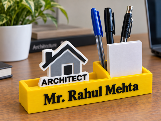 Personalized 3D Printed Profession Desk Organizer – Custom Name Pen Stand