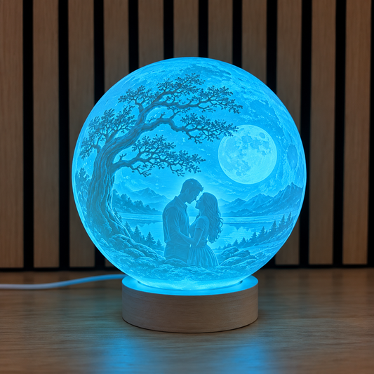 Personalized Custom Photo 3D Moon Couple Lamp – Romantic LED Night Light & Home Décor